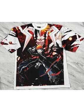 Bleach Ichigo Hollow Mask Anime AOP Graphic Shirt 2XL Bankai Tee #11P